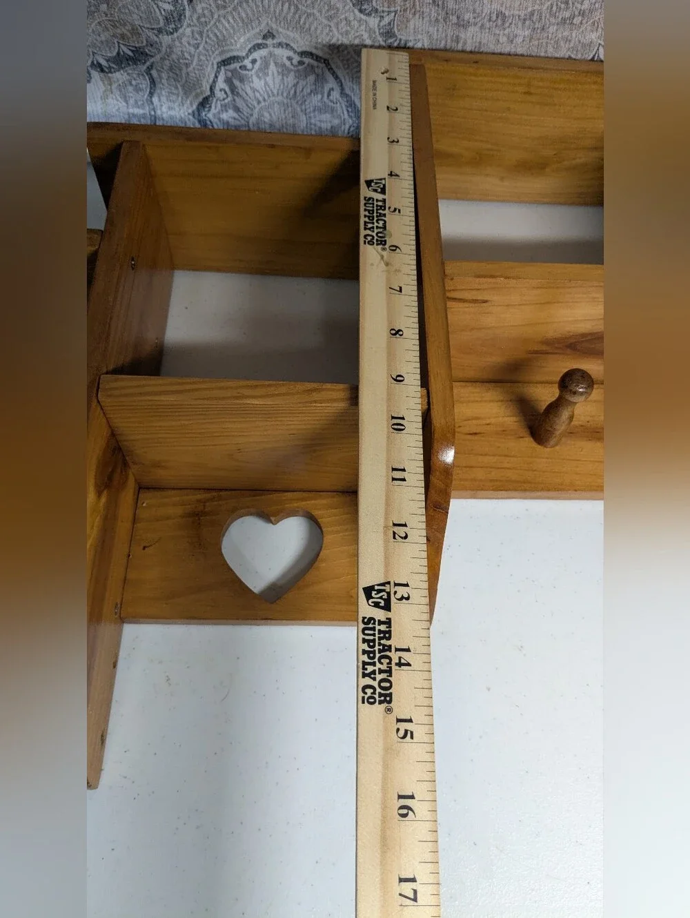 Wooden Heart Step Accent Wall Shelf - Natural Brown